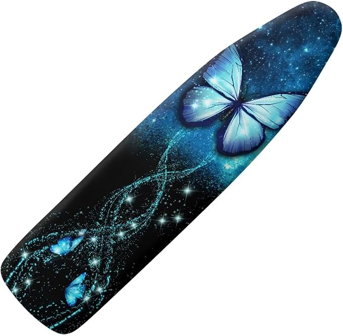 Flashideas Blue Butterfly Print Ironing Board Cover with Elastic Edge Table Top Floral Print Ironing Board Cover Resist Scorching Iron Board Protector Thick Iron Pads for Ironing Board
