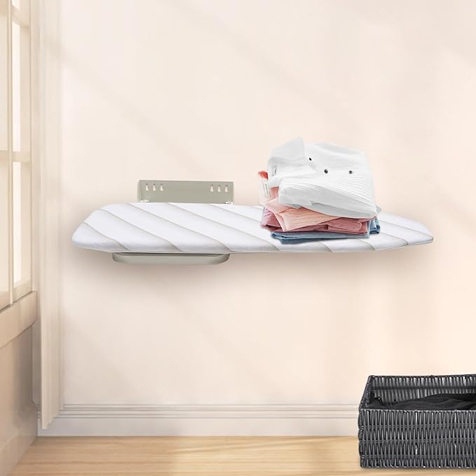Wall Mounted Ironing Board, 180° Swivel Iron Board with Heat Resistant Cover, Table Folding Iron Board Space Saving for Home Laundry Room