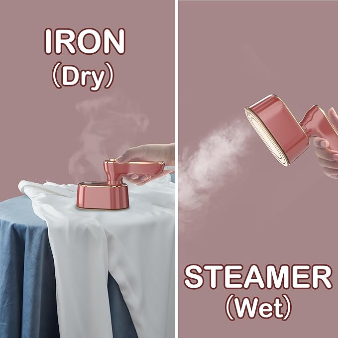 Travel Steamer Iron for Clothes - Portable Ironing Machine Small Size Portable Steamer Travel College Dorm Home Essentials (Winered)