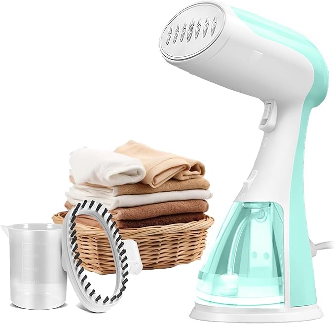 Portable Handheld Steamer for Clothes - 1350W Hand Held Clothes Steamer 15S Fast Heat-up, Heat-Resistant Steam Iron Remove Wrinkles for All Fabrics, 300ml Tank for Travel/Hotel
