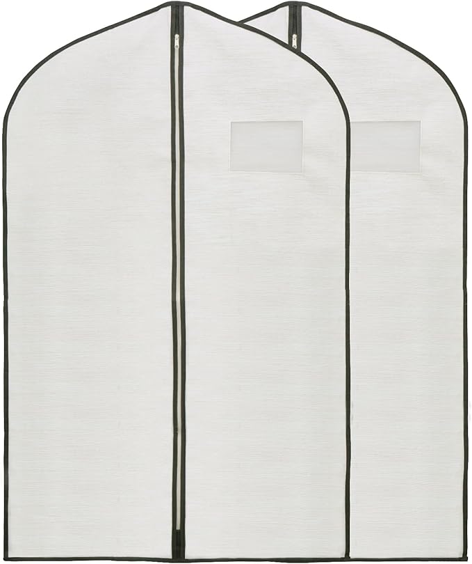 Fabric Garment Bag Suit Bag 40 x 24" Greyish White Suit Bag Hanging Storage Bag with Viewing Window and Zipper for Storage Cotton Clothes Fur Coat or Suit Jacket,QY-FCT01