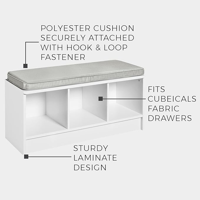 ClosetMaid 1633 Cubeicals 3-Cube Storage Bench, Dark Cherry with Gray Cushion