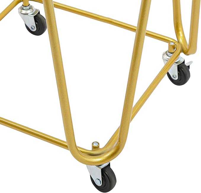 Rolling Laundry Basket Cart, Metal Laundry Hamper with Wheels, Laundry Organizer Basket Cart, Clothes Storage Organizer Hamper for Living Room,Bathroom,Closet (Gold, Round)