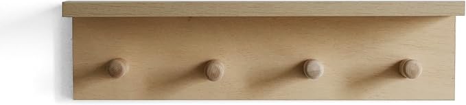 Entrance Coat Rack ，Coat Hooks, Wall-Mounted Wooden Hook Rack, Wall-Mounted Shelves are Very Suitable (Birch Color Finish—A-1)