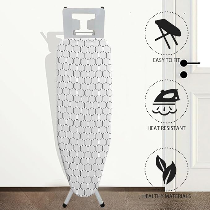 Cotton Ironing Board Cover,35x12in 39x13in 43x13in 47x15in Ironing Board Cover and Pad Standard Size Homes Iron Board Cover Ironing Cover and Pad(White,39x13in)