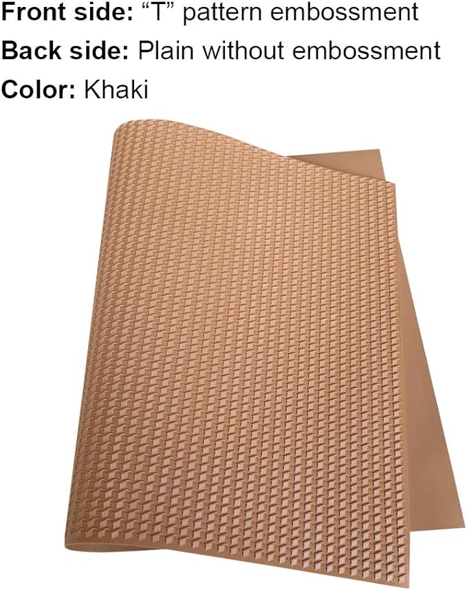 Unikstep, Rubber Sheet, 21.5"x14.5", Thick 0.08", for Shoe Sole Heel Repair, Furniture Pad, Vibration Reduce, DIY Gasket Seal Pad, Floor Anti Slip Cushion (Khaki Color T Pattern)