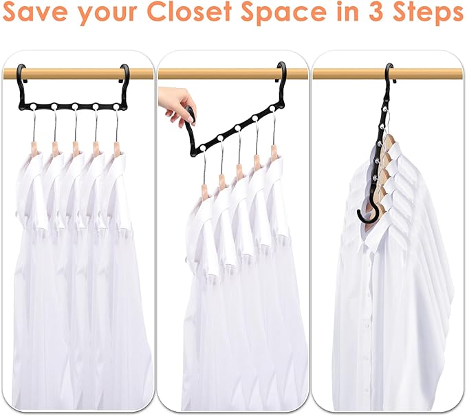 Magic Clothes Hangers Space Saving, Premium Closet Organizers and Storage, Sturdy Plastic Cascading Hanger with 360° Swivel Hooks for 20 Heavy Clothes, College Dorm Room Essentials for Girls, 4 Pack