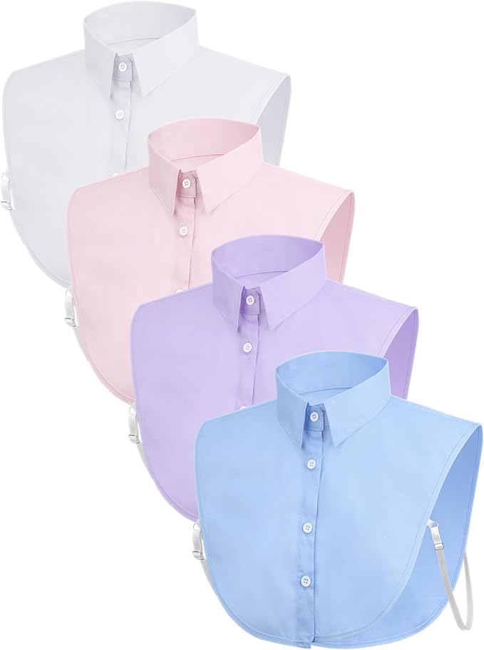 Syhood 4 Pcs Fake Collar Detachable False Dicky Collar Half Shirts Round for Women Outfits Halloween Costume Accessories