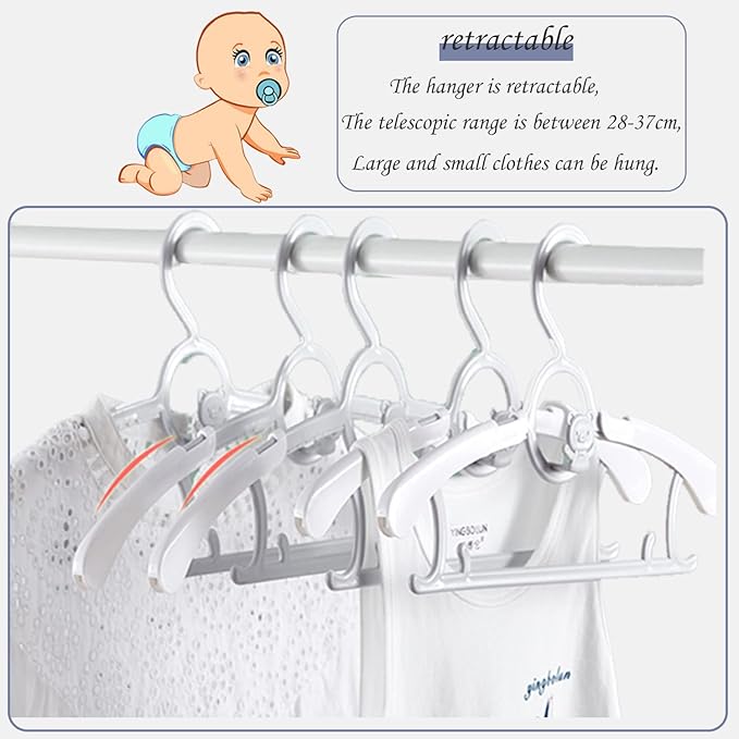 JSF Baby Hangers,20 Pack Baby Clothes Hangers for Closet Kids,Save Space Plastic Hangers Toddler Infant Nursery Child Small Children(Grey)