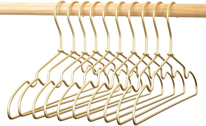 12.6” Gold Matt Metal Coat Hanger, 30PCS, Children Standard Suit Hanger, Clothes Hangers for Closet Toddler Infant Newborn Kids Hangers, Space Saving Baby Clothes Hangers