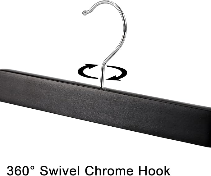 Tosnail 15 Pack 14-Inches Natural Wooden Hangers Skirt Pants Clothes Hangers with Clips Jeans Hangers - Black