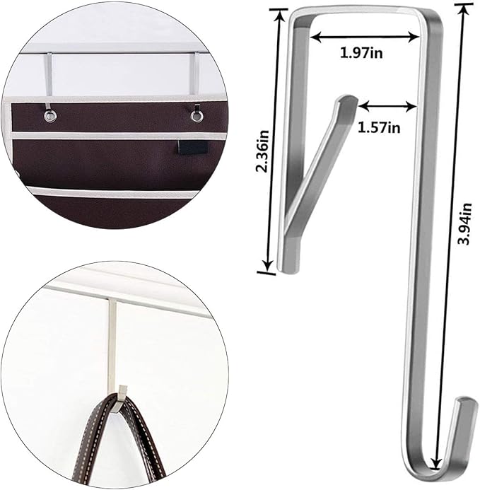 12 Pack Heavy Duty Stainless Steel Door Hanger Door Hooks Adjustable Over The Door Hook for Clothes Hanging Hats Keys Towels Coats Handbags Ornaments