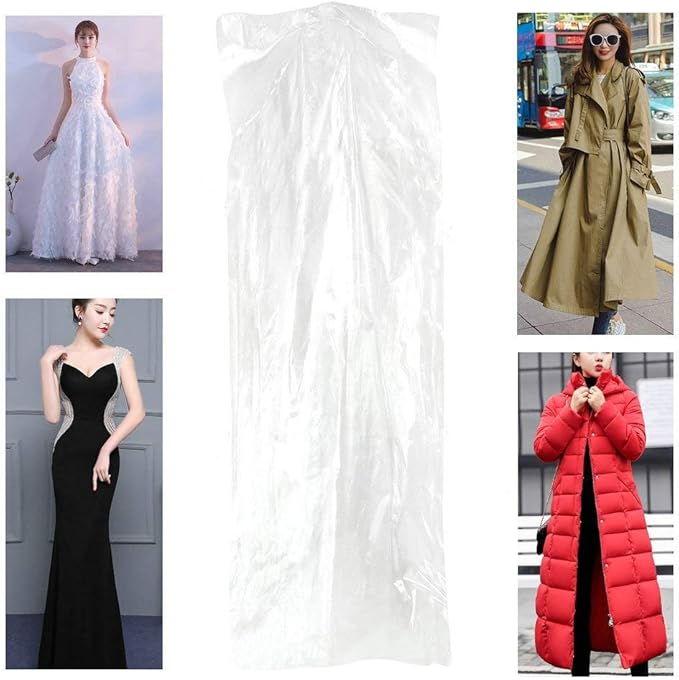 Pack of 50 Garment Bag,Transparent Suit Bag,Clothing Cover,Gown and Dress Storage Bag (60 × 150 cm)