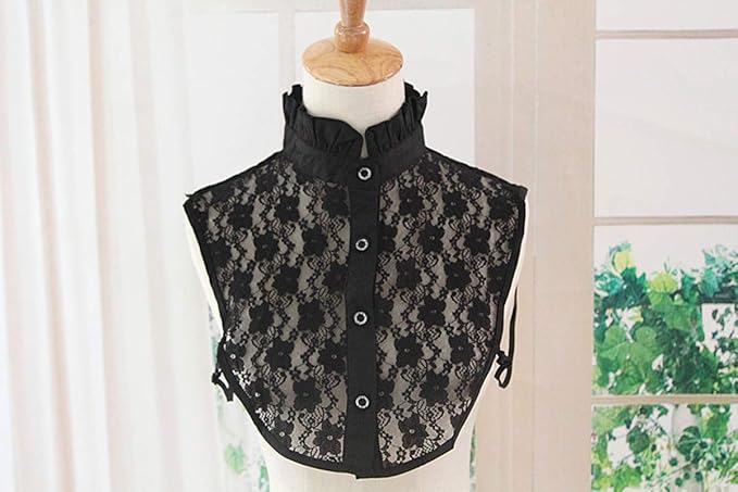 YAKEF Lady Half-Shirt Blouse Detachable Lace Chiffon Fake Collars Dicky Collar Faux Collar