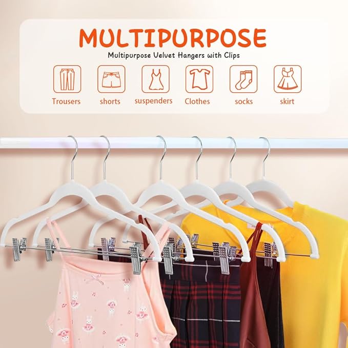Stormix Baby Hangers - 14 Pack Non-Slip Heavy-Duty Kids Hangers for Shirts, Pants, Skirts, Dresses, Jackets, Coat (White)
