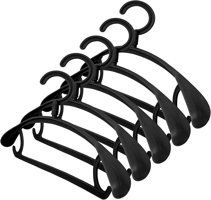 DEDU Plastic Clothes Hangers 20 Pack, Extra Thick Wide Shoulder Coat Hangers with 360° Swivel Hook Non Slip, Sweater Hangers Suit Hanger for Suits, Sweater, Dresses, Pants (Black)