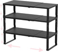 Adjustable Metal Shelving Unit, Stackable & Expendable Storage Rack for Home/Office/Kitchen, Space-Saving，Sturdy&Durable，Easy Assembly (3PACKS/Medium/Black