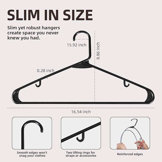Plastic Clothes Hangers, 20 Pack - Space Saving, Sturdy Design for All Garments (20, Pink)
