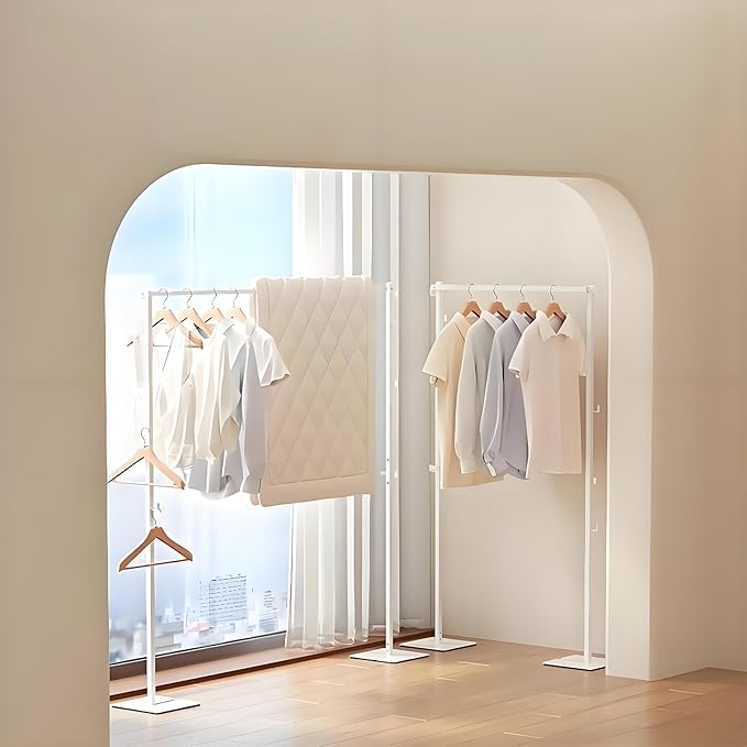 Clothes Drying Rack Clothing Foldable Clothes Rack, Portable Metal Garment Stand, Convertible Double Coat Hanger Rack for Bedroom, Laundry Room