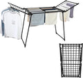 Expandable Clothes Drying Rack, Gullwing Laundry Drying Rack, Space-Saving, Towels, Linens, Indoor, Outdoor Black