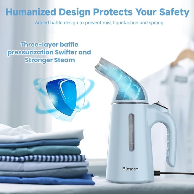 Steamer for Clothes 700W, Fast Heat-up in 40S, 120ML Water Tank, 25g/min Strong Penetrating Steam, Portable Clothes Steamer Iron for Travel and Home(GY169-Blue)