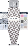 oleaf Ironing Board with Cover and Thicken Pad 43 x 13 Height Adjustable Full Size Foldable Iron Board with Iron Rest, Stable Steel Legs, Metal Construction, Heat Resistant, Gray and White Triangles