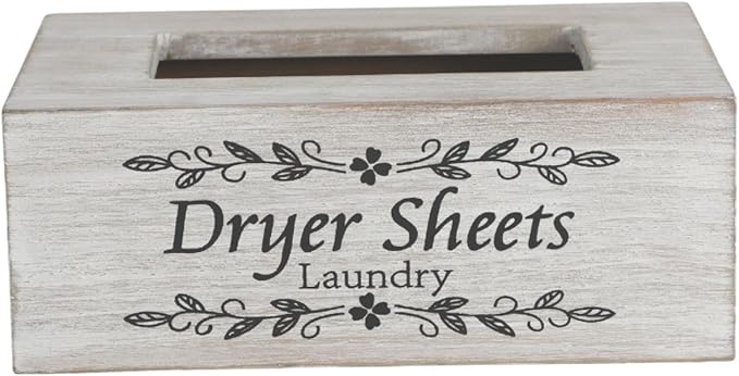 Dryer Sheet Holder Farmhouse Laundry Room Decor - Decorations and Organization - Fabric Softener Dispenser -Rustic Laundry Room Addition - Elevate Your Home - 8 x 5 x 3 Inches(Pinewood,White)