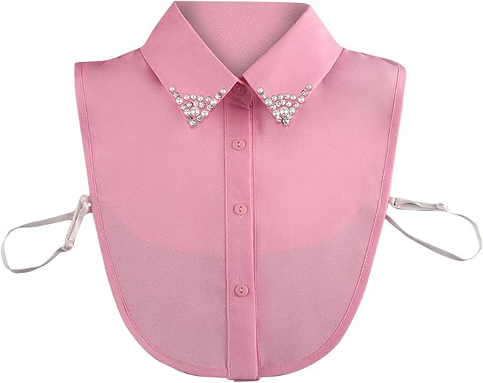 Chiffon Beading Half-Shirt Blouse Detachable Lace Fake Collars Dicky Collar Faux Collar for Women Girls
