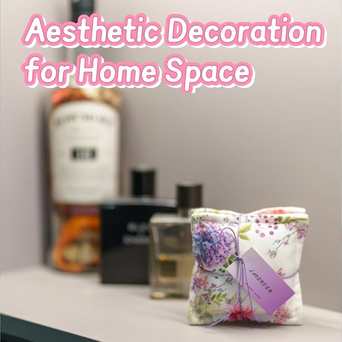 AUCUDA Valentine‘s Day 4pcs Lavender Scented Sachet Bags for Drawers and Closets, Potpourri Packets for Women Clothes Storage, Spring Wedding Fragrance Pillow for Bedroom Indoor, Air Fresheners.