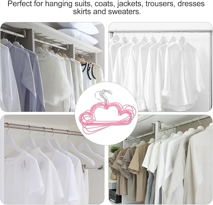 Heavy Duty Non-Slip Metal Clothes Hangers 10-Pack Cloud Shape Kids Hangers Space Saving Closet Organizer for Wet and Dry Clothes