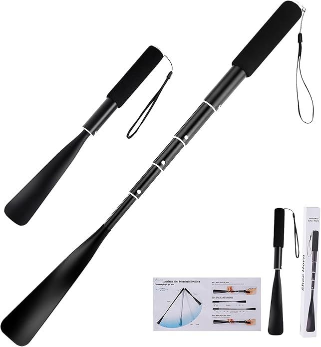 JJDPARTS Shoe Horn Long Handle,14.5"-37" Retractable Shoe Horn,Aluminum Shoe Horn For Men Women Kids Seniors