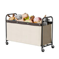 StorageWorks Storage Chest with Wheels, Extra Large Storage Organizer, Metal Storage Box for Bedroom, Living Room, Closet, 135L, Beige