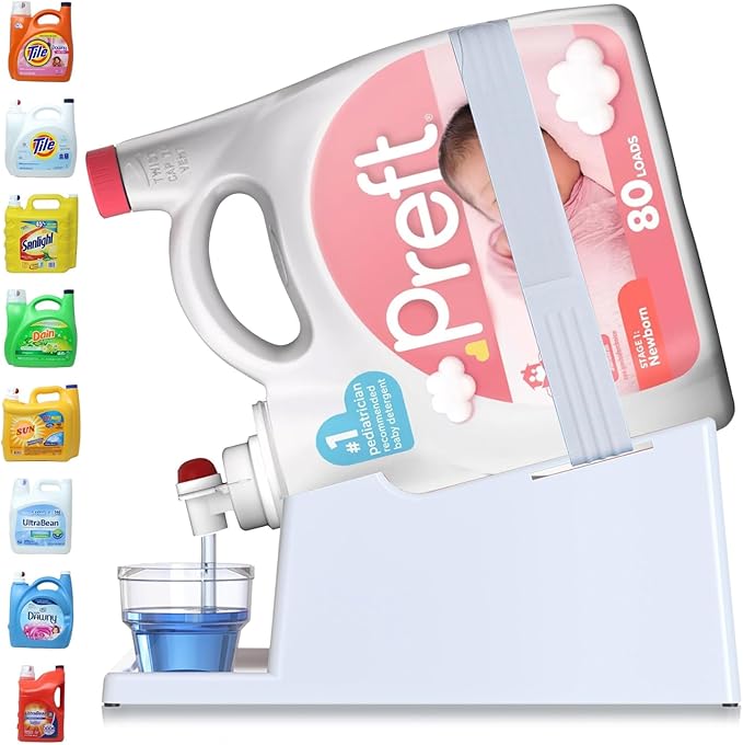 Skywin Efficient Liquid Detergent Holder and Organizer -1 Pack Soap Cup Storage Tray - Drip Tray - Laundry Detergent Dispenser Pedestal (White, 1)