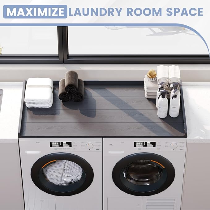 Sundale HDPE Washer Dryer Countertop, No-Installation Laundry Topper for Washer and Dryer, Waterproof Odorless Countertop for Laundry Room Storage, 27.5" x 54" (Grey)