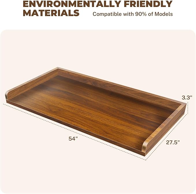 FAHKNS Washer Dryer Countertop - Wood Laundry Washer Dryer Topper with Anti-Slip Mat, 54" Width Waterproof Laundry Room Organization, Light & Save Space, Walnut