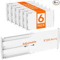 Lifewit 8" Tall 6 Pack Drawer Dividers, 35-56.5cm/13.8-22.2" Expandable Drawer Divider for Clothes, Adjustable Dresser Drawer Organizers, Drawers Separators for Dresser/Bathroom/Closet/Kitchen White