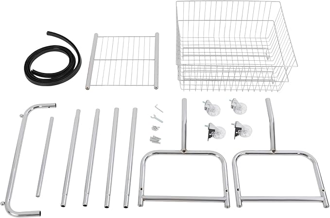 Laundry Cart With Hanging Rack, 110 lbs Capacity Rolling Laundry Basket with Shoe rack, 19''x15''x70'' Laundry Basket with Wheels (3" Crystal Wheels+Black trim)