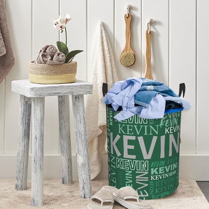 Custom Name Laundry Hamper, Personalized Dirty Clothes Hamper with Name for Bathroom Bedrooms Clothes Storage Organizer, Personalized Gifts for Boys Girls Men Women
