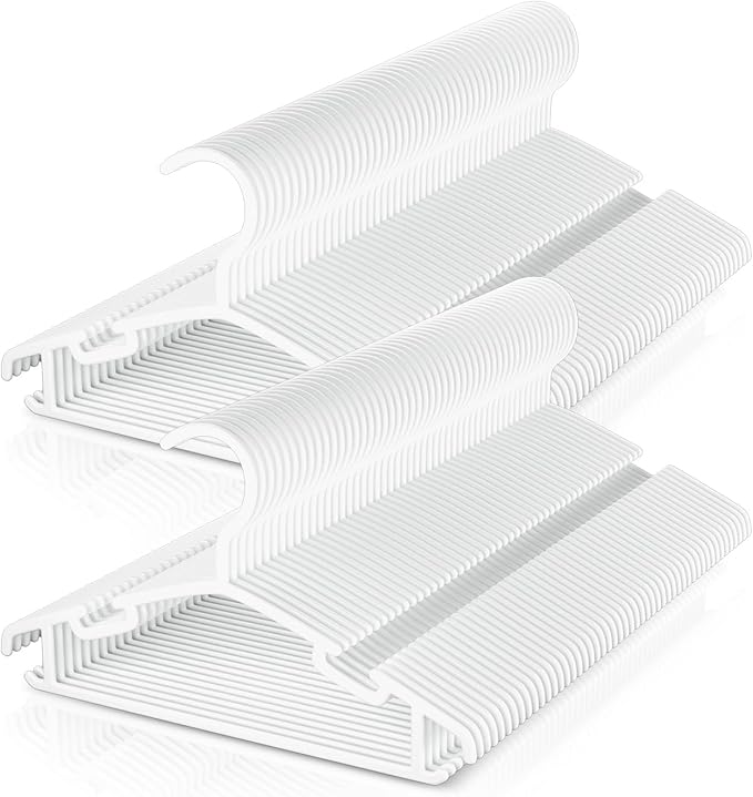 Baby Hangers 100 Pack Non-Slip Kids Plastic Hangers for Closet, Space Saving Toddler Hanger for Infant Clothing, Childrens Hanger for Child, White