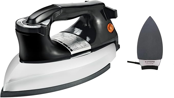 Dry Iron, No Steam No Holes, 9 Ft Cord, Non-Stick Soleplate, Overheat Safety Protection, Professional Electric Iron for Clothes & Industrial (Lightweight（1.4kg）)