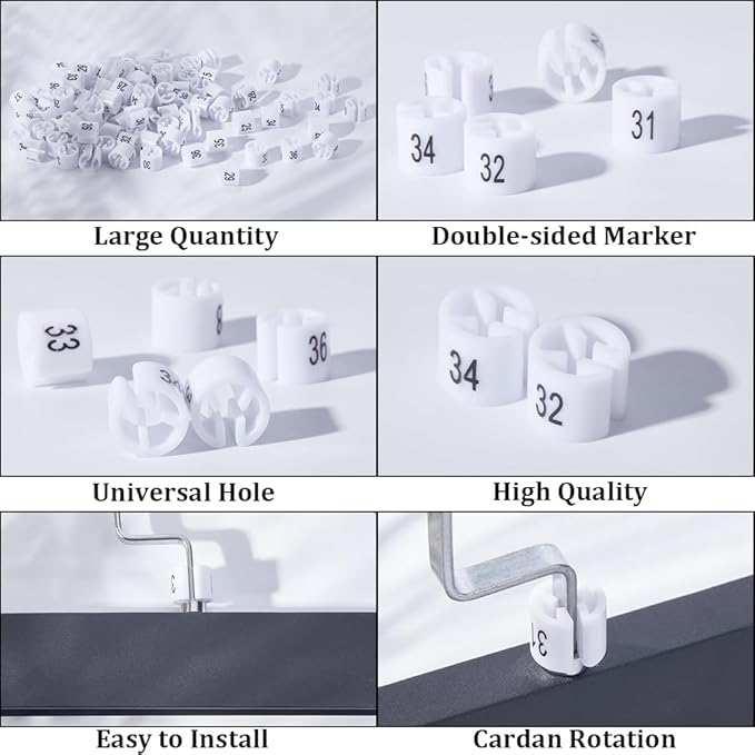 CRASPIRE 225Pcs 24~38 Hanger Size Markers 15 Style Label Plastic Color Tags Clothes Hanger Size Markers Color-Coding Garment Markers Code Clip for Wire Hangers Clothing Pants