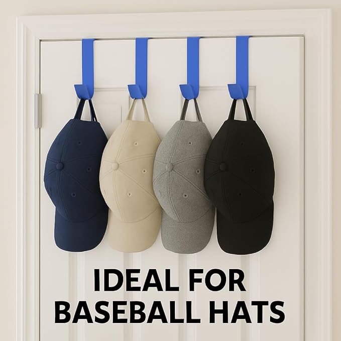 Dependable Industries inc. Essentials Over-The-Door Hanger Hook Set – 4-Pack of 3.5 in., Plastic Over-The-Door Hangers & Over-The-Door Hooks Over-Door Hooks Hanging Clothes & Towels (Navy Blue)