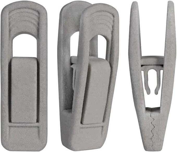 RUNAAJA Velvet Hangers Clips Pants Hangers Clips Flocked Hanger Clips Hanger Plastic Thicken Clothes Pants Pants Clip for Thin Velvet Clothes Suit Socks Hangers (Grey*20)