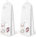 WSSROGY 72" Long Wedding Dress Garment Bag Cover for Gowns Women with 10'' Gusseted Dress Bags 4 Pocket (White 2 Pack)