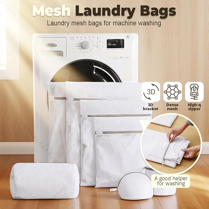 Durable Mesh Laundry Bag, 2025 New Honeycomb Laundry Mesh Wash Bags for Washing Machine, Lingerie Bags for Delicates Garment Bra Pant Sock (S+M+L)