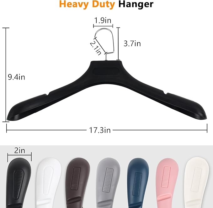 DEDU Suit Hangers for Men 6 Pack, Black Coat Hangers No Shoulder Bump Non Slip Width 17.7", Plastic with Metal Hook