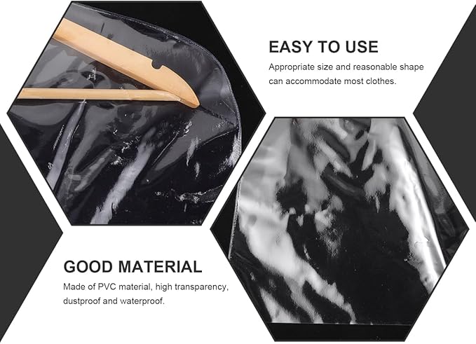 GLEAVI 10-Pack Clear Garment Shoulder Covers: 0.18mm Heavy Duty PVC Clothes Dust Protectors, 20"x14" Half-Length Closet Storage Bags for Suits, Jackets & Shirts