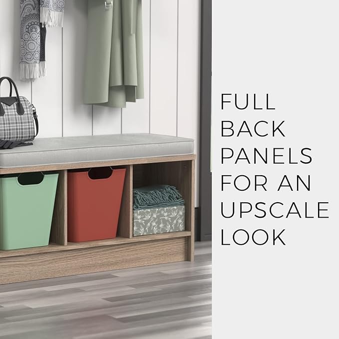 ClosetMaid 3258 Cubeicals 3-Cube Storage Bench, Natural Gray with Gray Cushion
