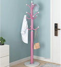 IMPREC Free-Standing Coat Rack, Hat Hanger Metal Coat Hangers Backpacks Umbrellas Purses Simple Coat Stand Stylish Coat with Stable Round Marble Base (Color : Pink)