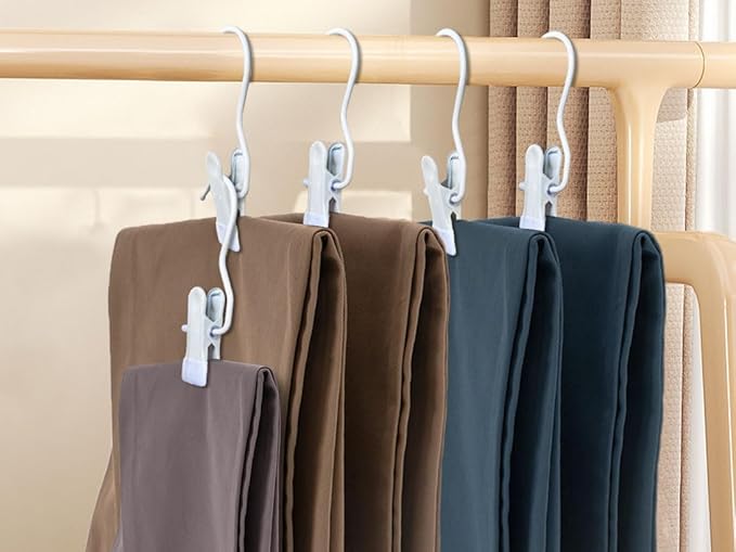 Hangers Clips,Stainless Hooks for Closet Hooks,Heavy Duty Clothespins Laundry Hanging Hooks,Travel Portable Clothes,Boot Tall Towel Hats Socks Pants and Bras (50, Matte White)